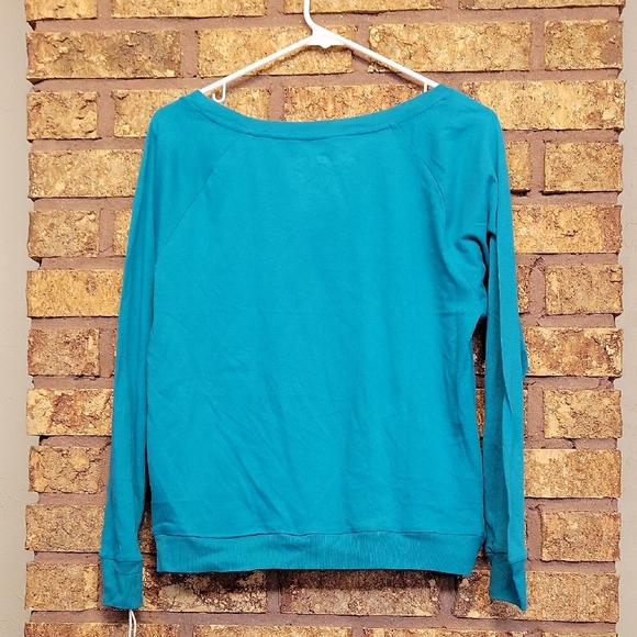 Poof! Women's Teal Long Sleeve Stretchy Shirt Size Large - Picture 9 of 11
